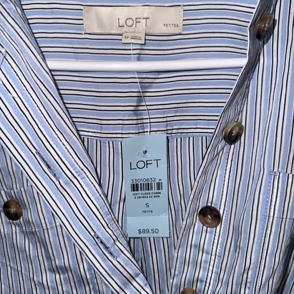 LOFT Blue and White Striped Blouse - Picture 4 of 5